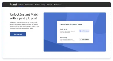 Utnyttja Instant Match med en betald platsannons. När du betalar för att lägga upp ett jobb får du snabbt tillgång till de kandidater vars CV:n på Indeed matchar din jobbeskrivning och du kan rivstarta din rekrytering genom att bjuda in kandidater att ansöka.